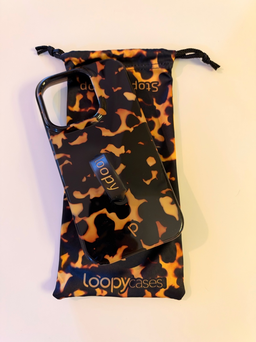 Loopy Case Tortoiseshell Phone Case with Loop Grip - Black & Brown